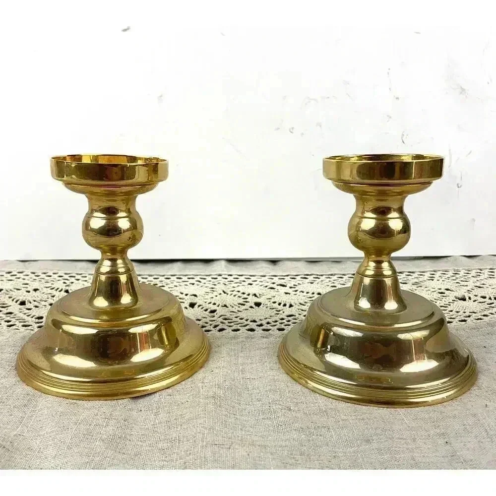 VTG Gold Tone Candlestick Candle Holders W/Inserts‎ International Silver Company
